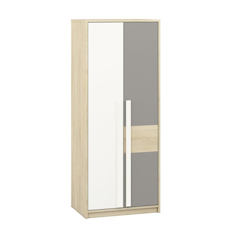 Szafa ML Meble DOT 2D buk/biała/szara 1 szt.