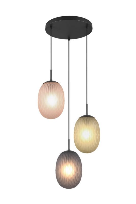 Lampa wisząca Trio Facette 6835 czarna-dymiona-bursztynowy-zielona nad stół 3xE27 x 1 szt.