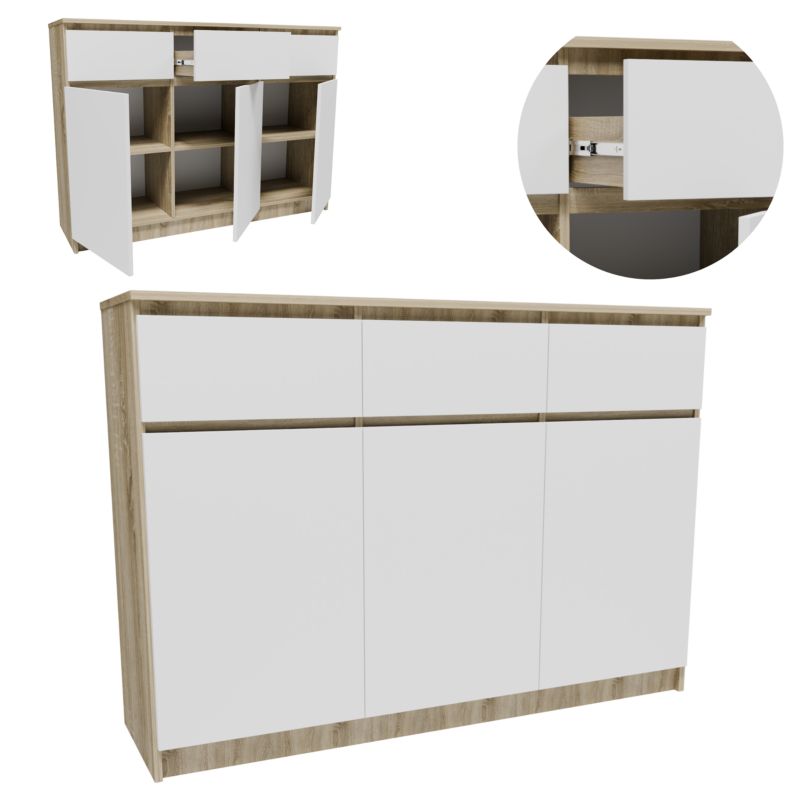 Komoda Matkam duża K1403D3SZSOB wysoka szafka dąb sonoma-biały 1 szt.