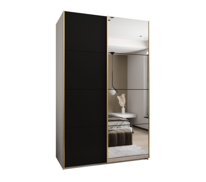 Szafa przesuwna Abiks LUX 3 wysoka szer.160cm biały/czarny/złoty 1szt.