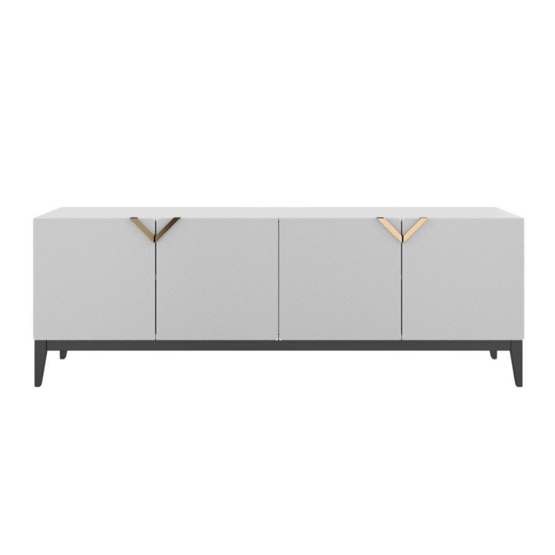 Drewniana komoda Visby DEMI long biała czarne nogi 1 szt