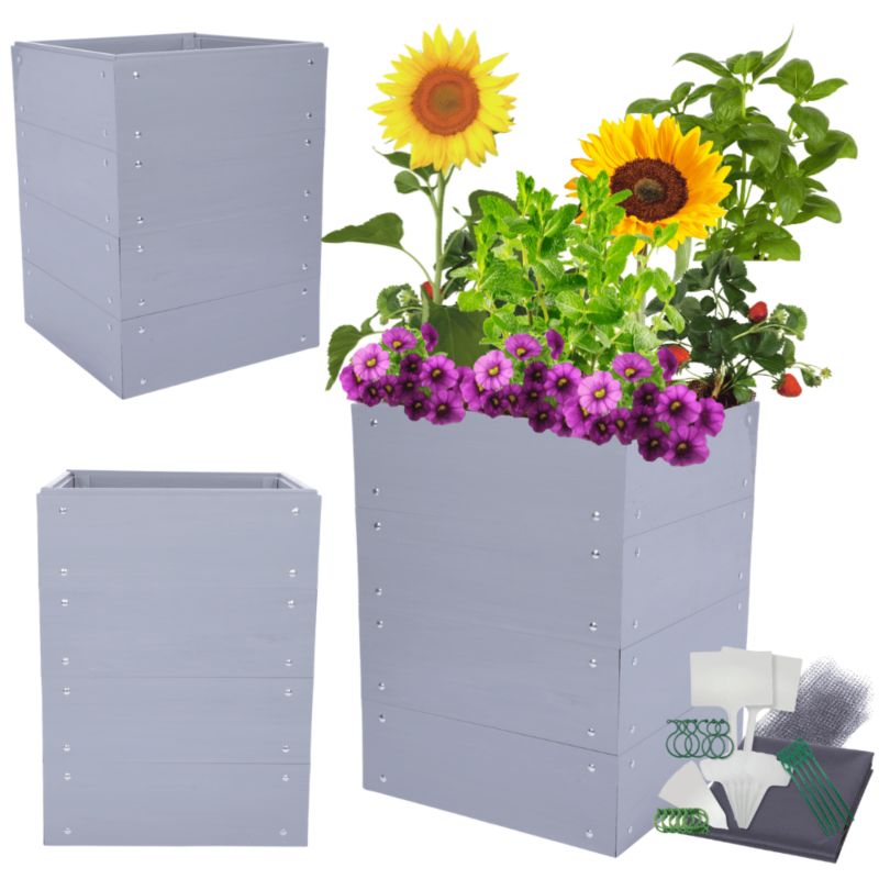 Skrzynia na warzywa MODO24 modułowa plastikowa trwała odporna na warunki atmosferyczne 80x80x80 cm 1 szt.