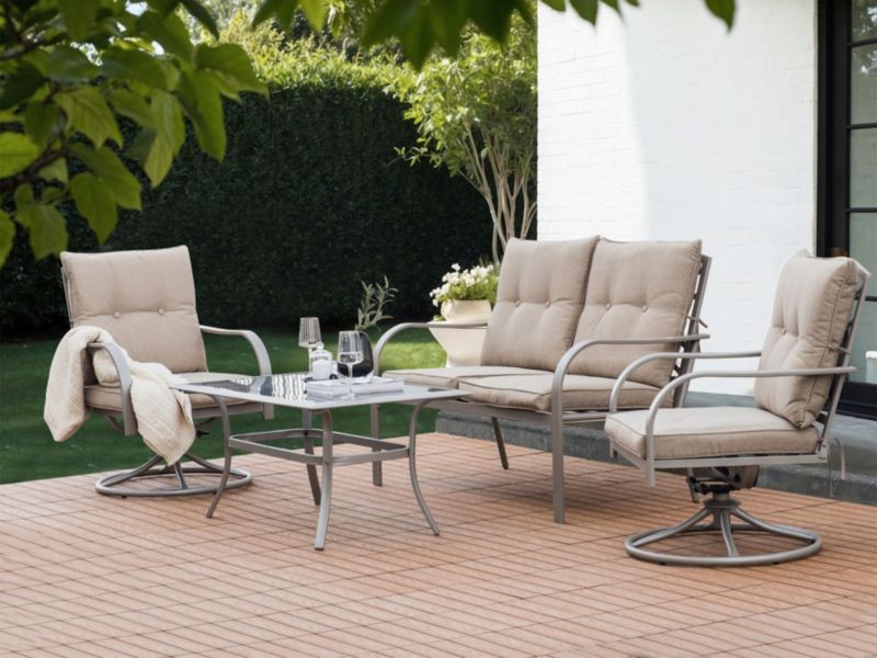 Zestaw ogrodowy dla 4 osób Mestrino Metal Beżowy 1 kpl