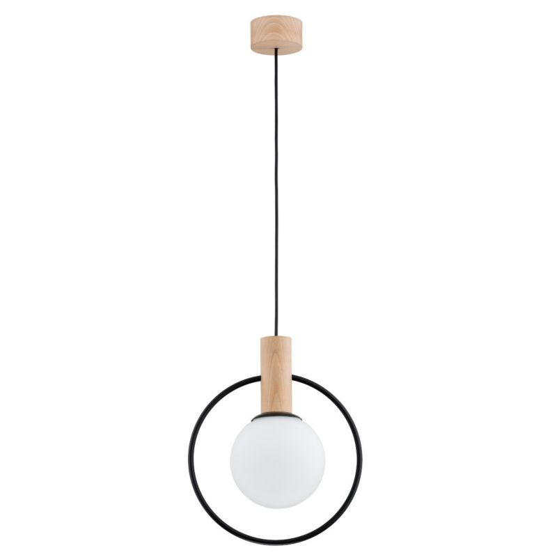 Lampa wisząca Alfa Labo 1375 jasne drewno-biała-czarna ring 1xE14 x 10W 1 szt.