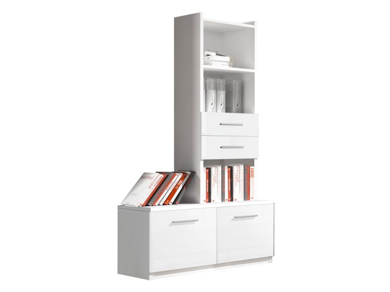 Regał z dołkiem MIRJAN 24 Raj 04 biały + biały połysk 1 szt.