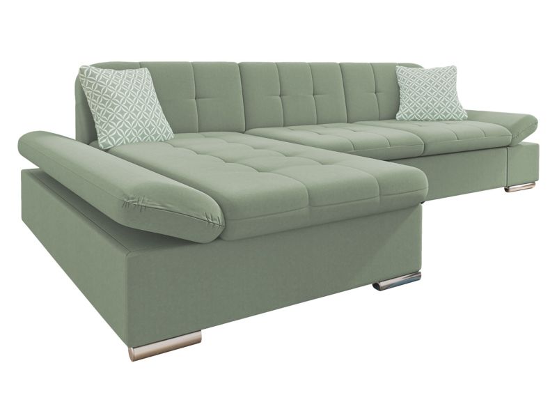 Narożnik z funkcją spania MIRJAN 24 Malwi lewy jasnozielony/jasnozielony/seledynowy wzór 1 szt.