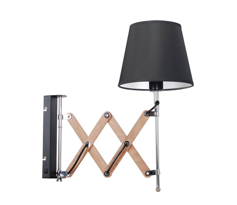 Kinkiet ścienny Candellux Mito chromowany jasne drewno-czarny 1 x E27 x 60W IP20 wym: 50 x 52 x 22,5 cm - 1 szt.