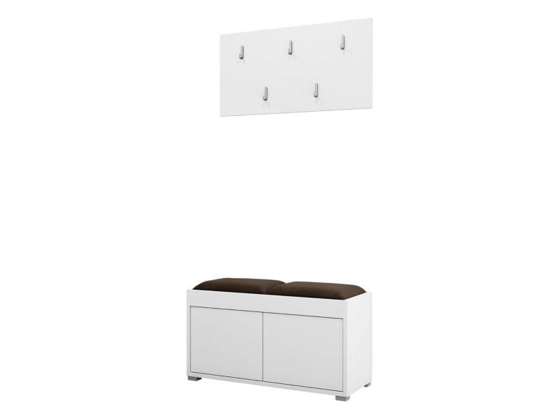 Garderoba MIRJAN 24 z siedziskiem Gesita VII biały plusz gorzka czekolada 1 szt.