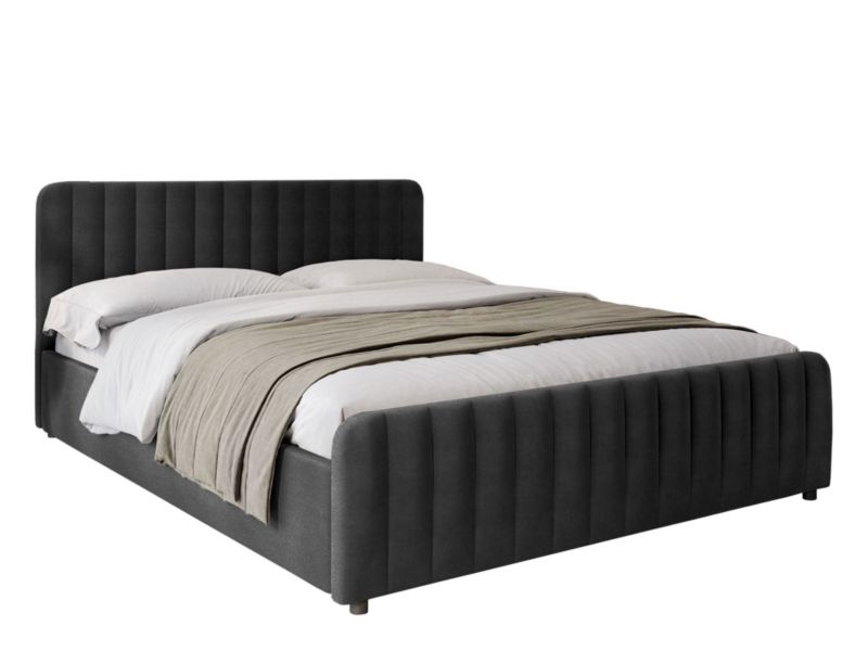 Łóżko tapicerowane z pojemnikiem MebleMWM SFG0160P 160x200 czarny welur 1 szt.