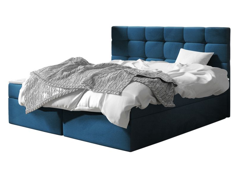 Łóżko kontynentalne MIRJAN 24 Luanda 160x200 szafirowy plusz 1 szt.