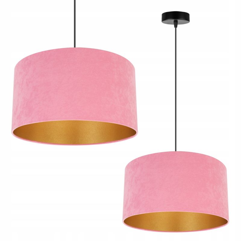 Lampa sufitowa wisząca Light Home LH Mediolan Welur 1x E27 60W różowy/złoty 35cm 1szt.