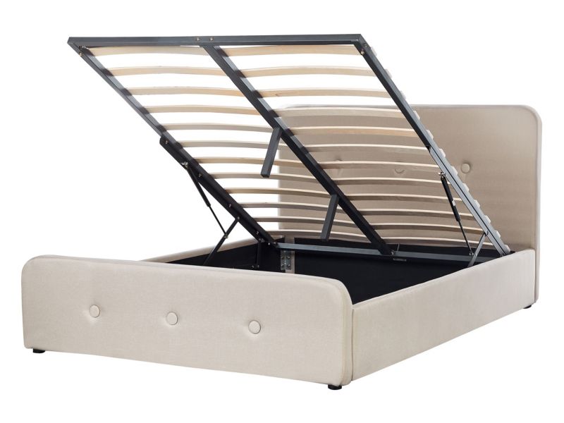 Łóżko z pojemnikiem tapicerowane 140 x 200 cm beżowe Rennes 1 szt.