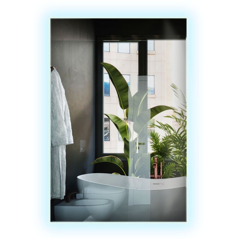 Lustro Minimalistyczne Podświetlane Wallfluent 60 cm x 40 cm Prostokątne Zimne Światło LED 1 szt.