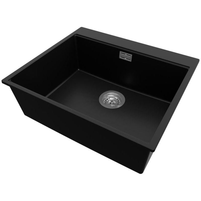 Zlewozmywak Oslo PRIMAGRAN Nablatowy 58x50cm do szafki od 60cm z Syfonem Czarny 1 szt.