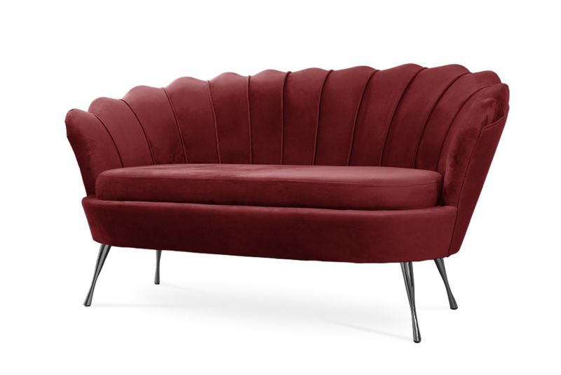 Sofa tapicerowana Bettso Muszelka na srebrnej nodze wygodna w stylu glamour czerwony 1szt.