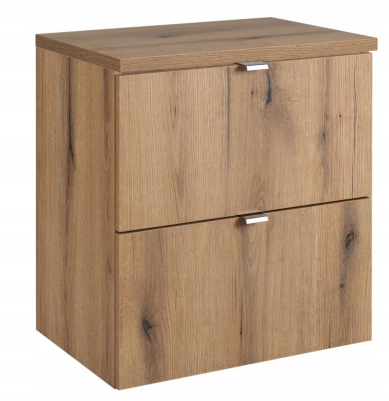 Szafka pod Umywalkę łazienkowa Furnidea 50 cm Wisząca z Blatem Dąb Nova Oak Ryflowana 1 szt.