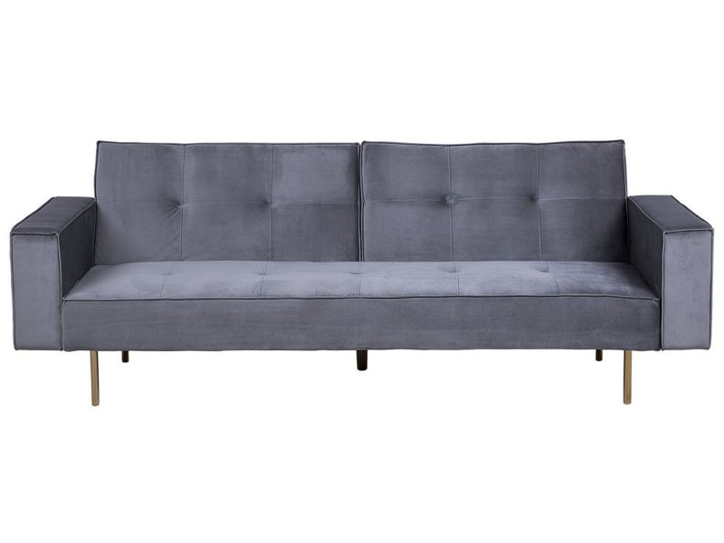 Sofa rozkładana Visnes Szary Welur 1 szt.