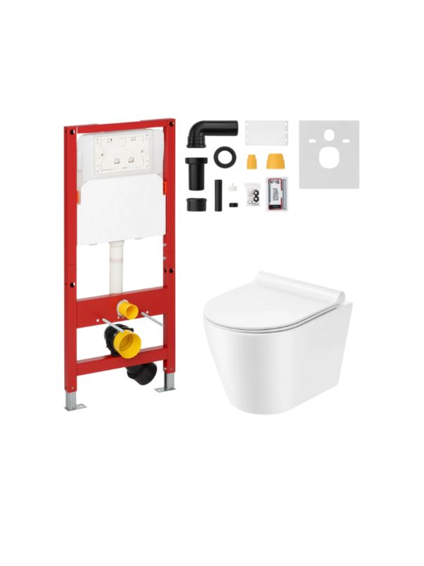 Zestaw Uptrend YOSEMITE Amaro miska WC + stelaż + akcesoria do montażu UP-Pack, biały połysk 1 kpl.