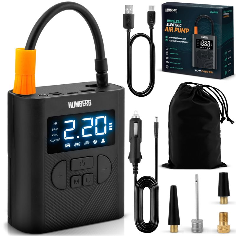 Pompka elektryczna Humberg akumulatorowa do opon rowerowa 12v kompresor 1 szt.