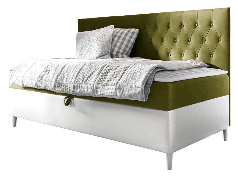 Łóżko kontynentalne MIRJAN 24 Filip Junior 2 80x200 biała ekoskóra/zielony 1 szt.