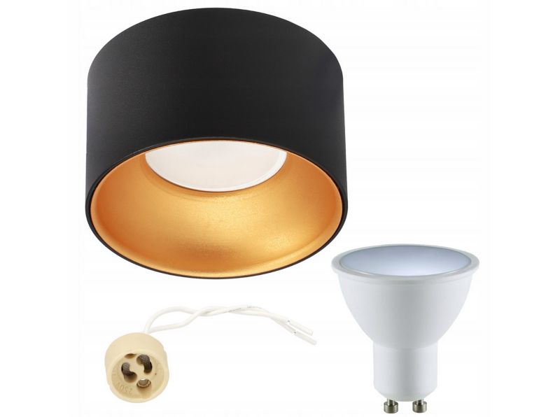 Punktowa oprawa sufitowa EDO podtynkowa ZAMA Black Gold S IP20 LED 5,5W 4000K 500lm GU10 IP20, okrągła czarna, złoty środek 1 szt.