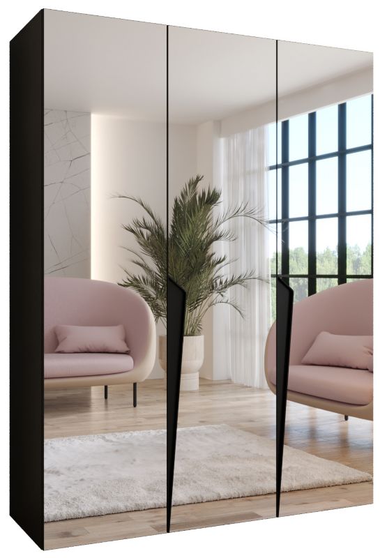 Szafa uchylna z lustrem otwierana Abiks PIANO 3 150 wys 202 cm Czarny + Czarny 1 szt