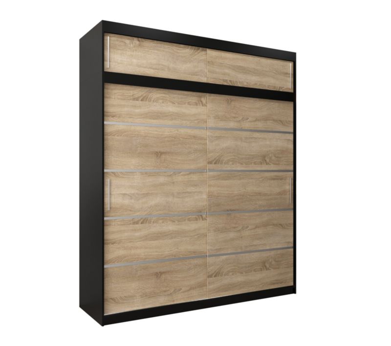 Szafa przesuwna Abiks Verona 1 200 czarny + sonoma z nadstawką 1 szt.