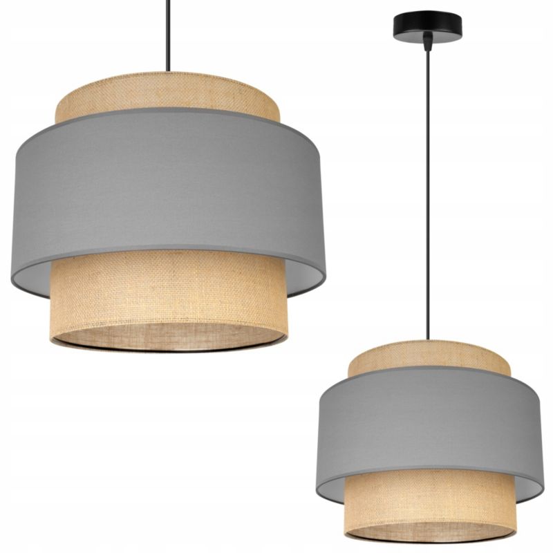 Lampa sufitowa wisząca Light Home LH Boho 1x E27 60W klosz 35cm szary 1szt.