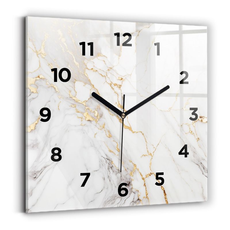 Zegar z czarnymi wskazówkami Wallfluent 30x30 cm Marmur ozdobny 1 szt.