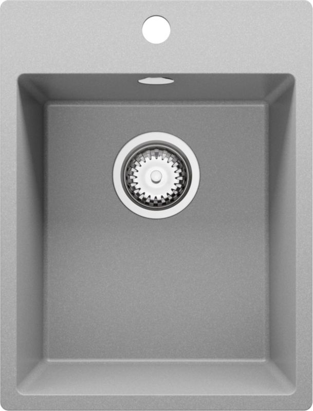 Zlewozmywak Ryga PRIMAGRAN Nablatowy 38x50cm do szafki od 40cm, Szary + Syfon, S039, 1 szt.