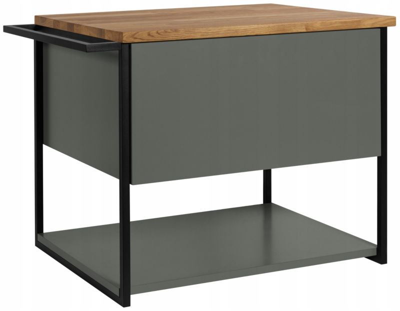 Szafka pod umywalkę Furnidea 60 cm wisząca lakierowana zielony półmat z blatem drewnianym LOV 1 szt.