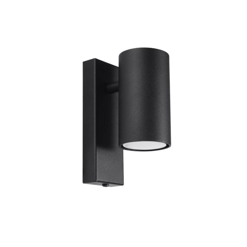 Kinkiet ścienny Sollux Lighting Utti czarny styl nowoczesny 1 x GU10 x IP20 wym: 15 x 6 x 10 cm - 1 szt.