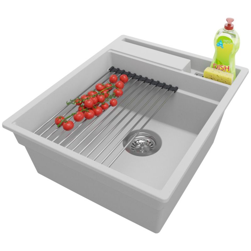 Zlewozmywak Oslo Pocket PRIMAGRAN Nablatowy 43x53cm do szafki od 45cm z Syfonem i Dodatkiem Szary 1 szt.