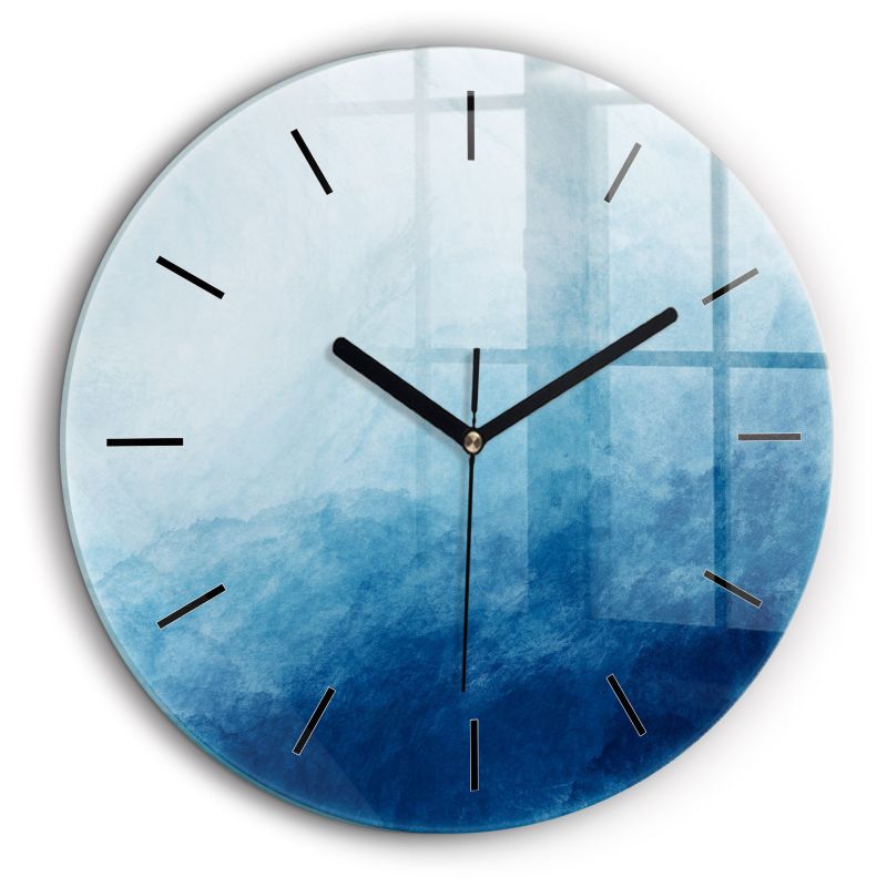 Zegar szklany czarne wskazówki Wallfluent fi60 cm Abstrakcja woda 1 szt.