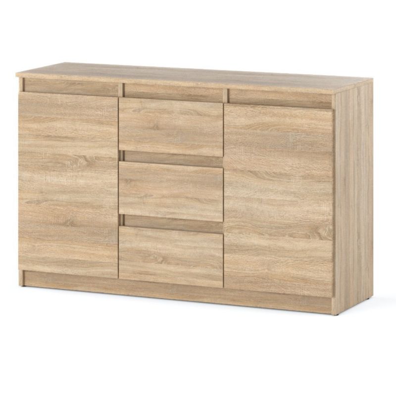 Komoda Hurtownia-Mebli Szuflady 3 Agnes 2D3SZ 120cm Dąb Sonoma Dąb Sonoma 120x35x75 cm 1szt.