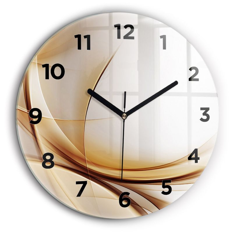 Zegar z czarnymi wskazówkami Wallfluent fi60 cm Złota abstrakcja 1 szt.