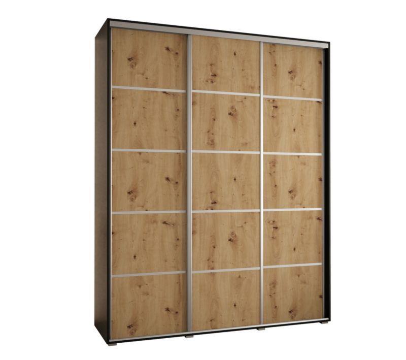 Szafa przesuwna Abiks DAVOS 4 wysoka szer.200cm gł.60cm czarny/artisan/srebrny 1szt.