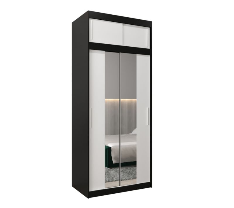 Szafa przesuwna Garderoba Abiks Tokyo 1 100 czarny + biały z nadstawką 1 szt.