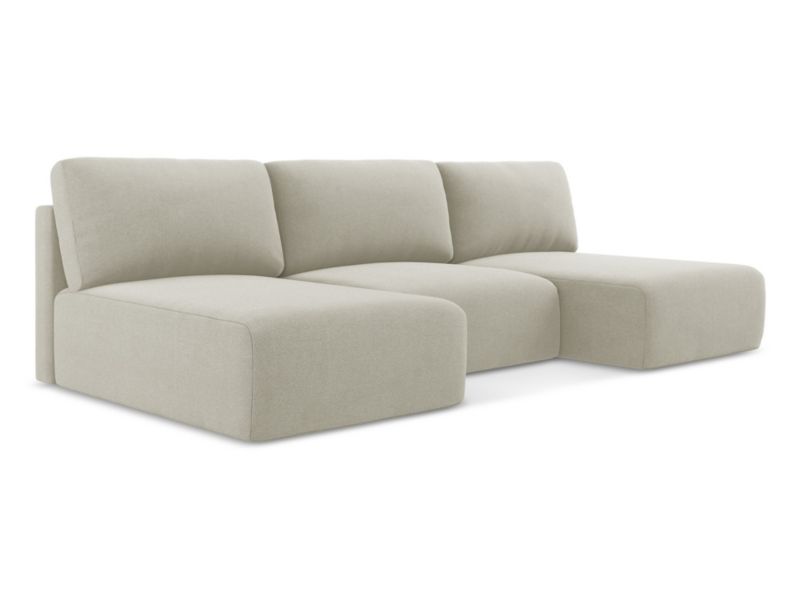 Sofa panoramiczna z funkcją spania LaMiaSofa OSTIA z tkaniny strukturalnej 304x149 cm jasny beż 1 szt.