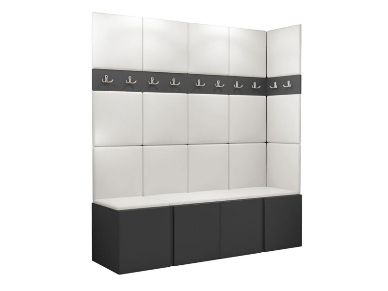 Garderoba MIRJAN 24 Orion II grafit + biała ekoskóra 1 kpl.