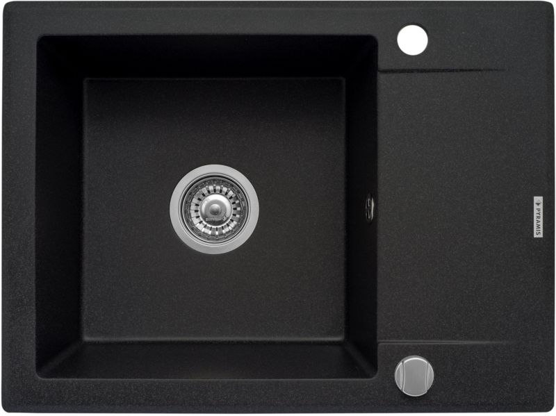 Zlewozmywak Pyragranit Pyramis Korfu 62x46cm 1B 1D karbon, odporny, odwracalny, ociekacz, 1 szt.