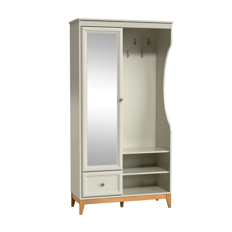 Garderoba jednodrzwiowa Bettso Windsor z lustrem i szufladą w klasycznym stylu na dębowych nogach kaszmir 1szt.