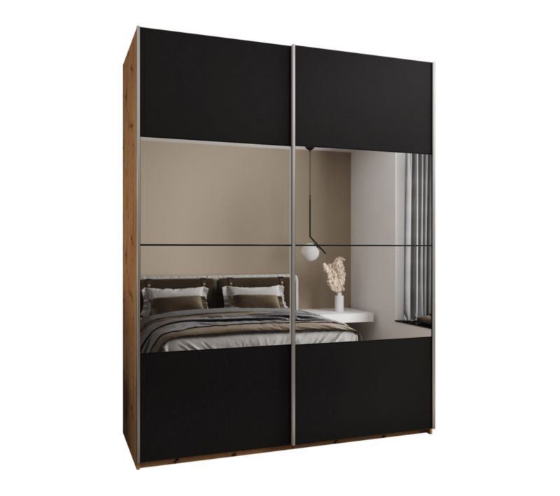 Szafa przesuwna Abiks LUX 4 wysoka szer.200cm artisan/czarny/srebrny 1szt.