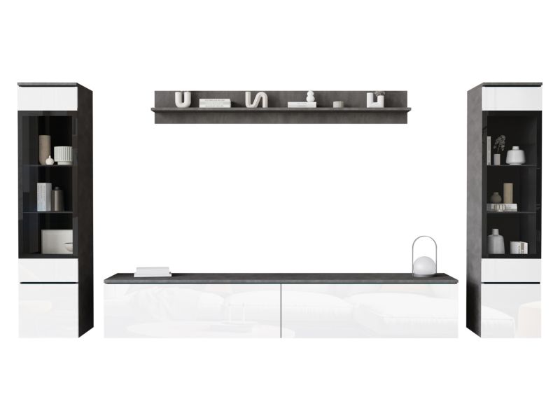 Meblościanka MIRJAN 24 Vera II matera / biały połysk 1 kpl.