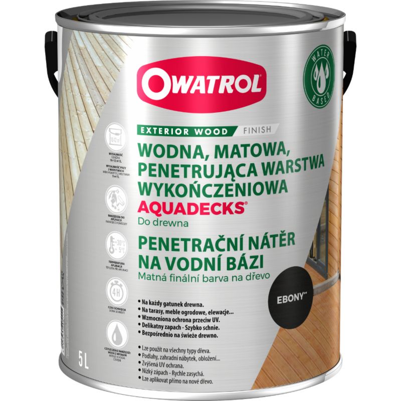 Saturator do wszystkich gatunków drewna Owatrol Aquadecks Ebony 5L 1 szt.