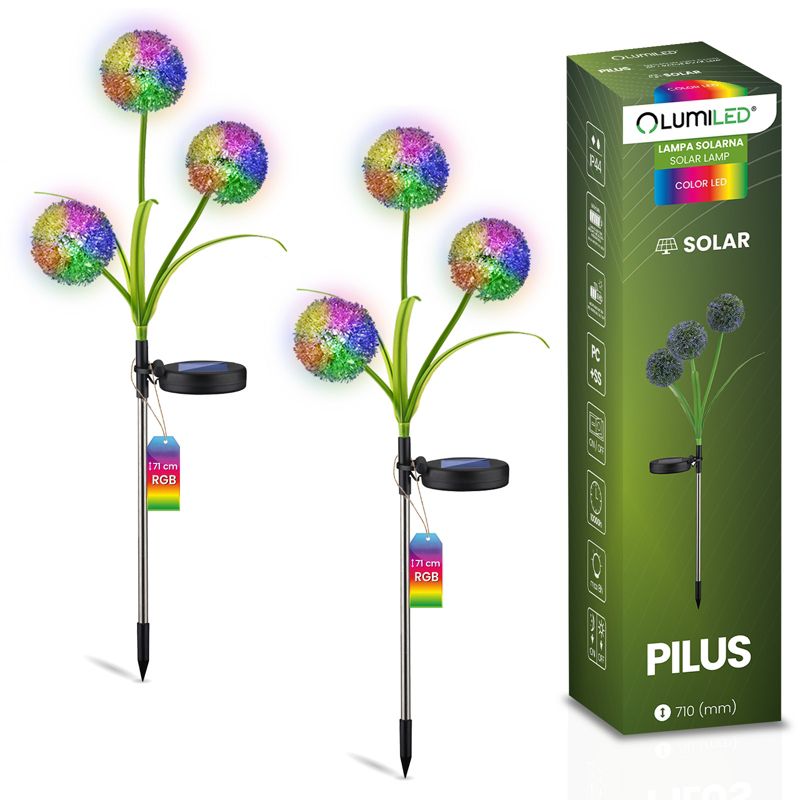 Lampa Solarna Lumiled Ogrodowa LED RGB Wbijana Dekoracyjna Kwiat Czosnek 2 szt.