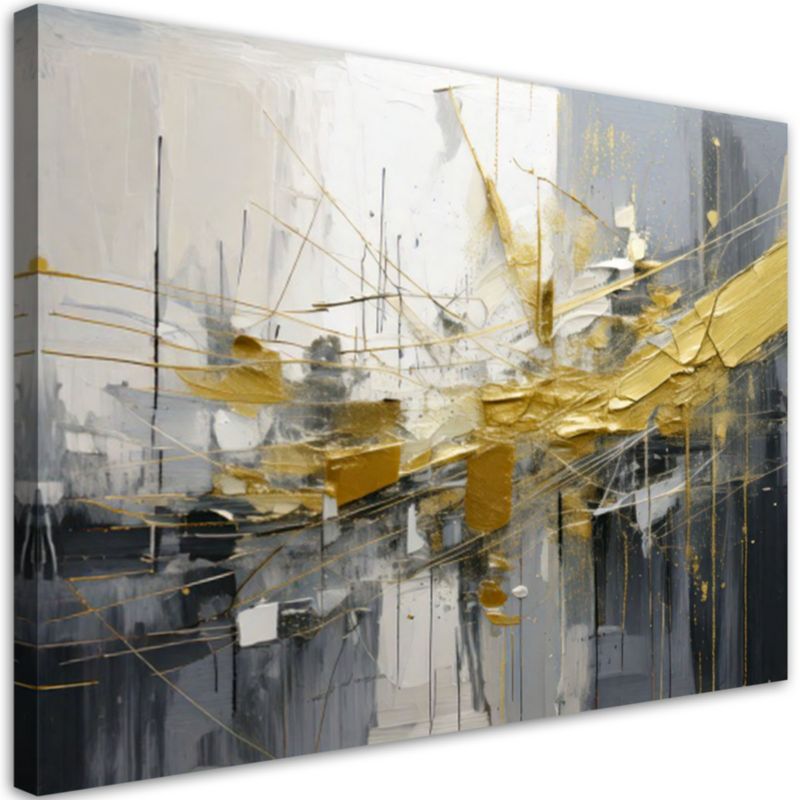 Obraz do salonu Feeby Nowoczesna abstrakcja szaro złota 100x70cm 1szt