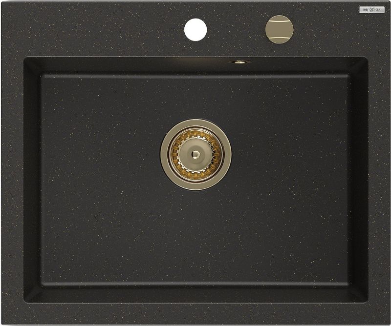 Zlewozmywak wpuszczany prostokątny Mexen Elix czarno/złoty 600x500 mm - 6525601005-75-G