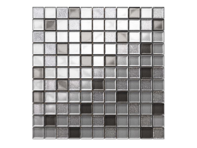 Mozaika szklana Ilcom silver mix jasna srebrna 30x30cm 1 szt.
