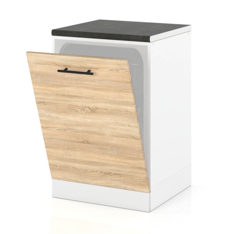 Szafka Kuchenna Hurtownia-Mebli Stojąca Do zmywarki ZM60 sPremium 60cm Biały Mat Dąb Sonoma 60x52x85 cm 1szt.